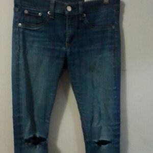 rag & bone Distressed Blue Ankle Jeans
